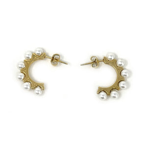 Non-Tarnish Gold Filled Pearl Huggie Hoop PowerBlessings Earrings