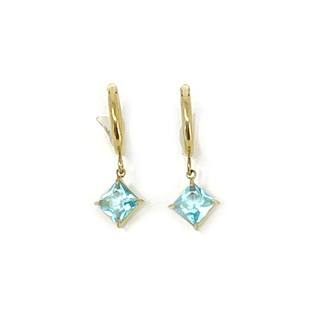 Aqua Stone Huggie Hoop Earrings