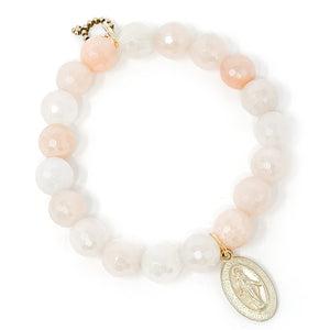 10mm Faceted Pink Aventurine paired with Gold Blessed Mother