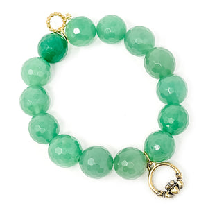 Faceted Green Aventurine paired with a brass claddagh