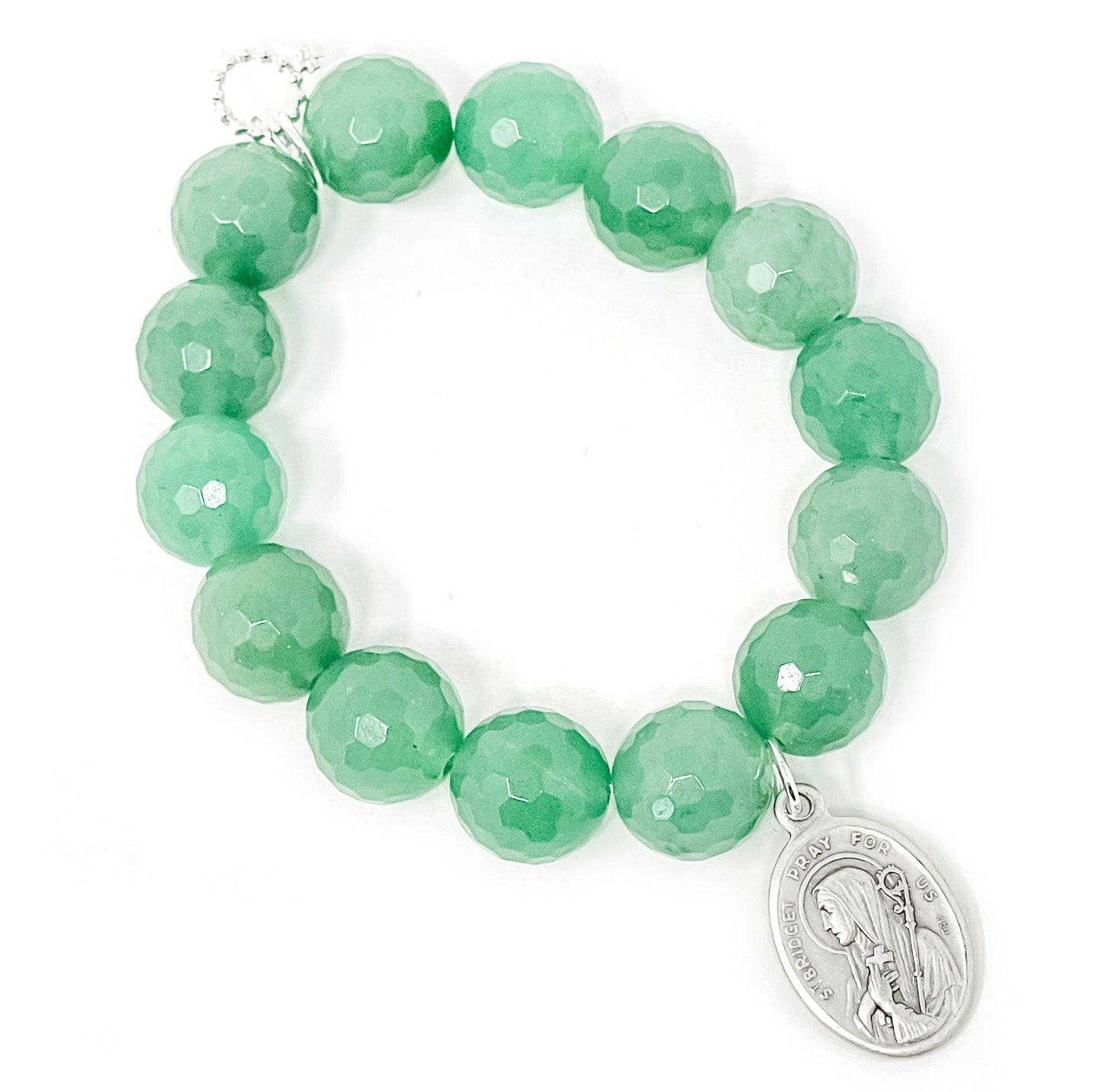 Faceted Green Aventurine with Saint Bridget-Patron Saint of Farmers