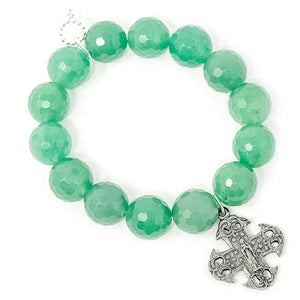 Faceted Green Aventurine paired with a silver cross