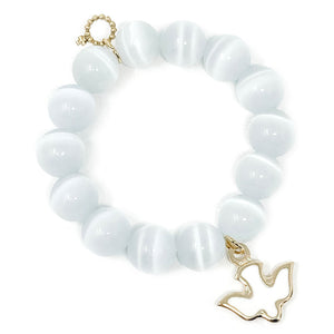 White Calcite with White Enameled Dove of Peace