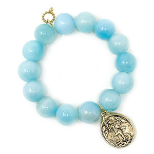 Aqua Jade with Gold St. Michael