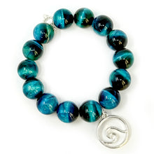 Teal Tiger Eye with Silver Wave