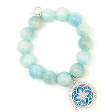 Aqua Jade with Blue Flower Pave