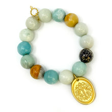 Amazonite with Matte Gold Cross Disk