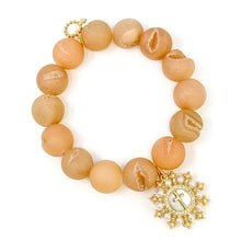 Champagne Druzy Agate with Pearl Cross Starburst