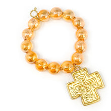 Gold Iridescent Quartz with Large Matte Gold Cross