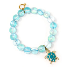 10mm Matte Capri Agate with Blue Sea Turtle