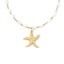 16"- 18" Pearl and Hematite Necklace with Gold Starfish