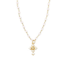 18" Pink Petite Rosary Chain with Pearl Cross