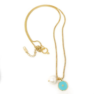 18" Non-Tarnish Box Chain Pearls of Wisdom-Confidence with Pearl Accent
