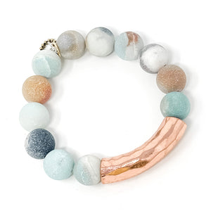 Matte Amazonite with Copper Hammered Bar
