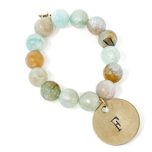Faceted Aquamarine Agate with Letter F