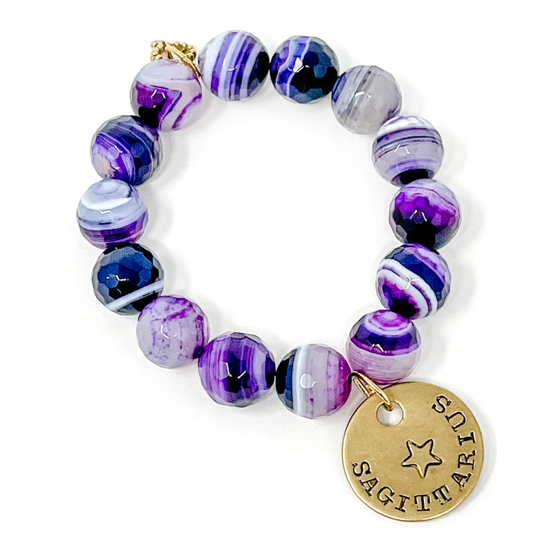 Faceted Purple Striped Agate with Sagittarius