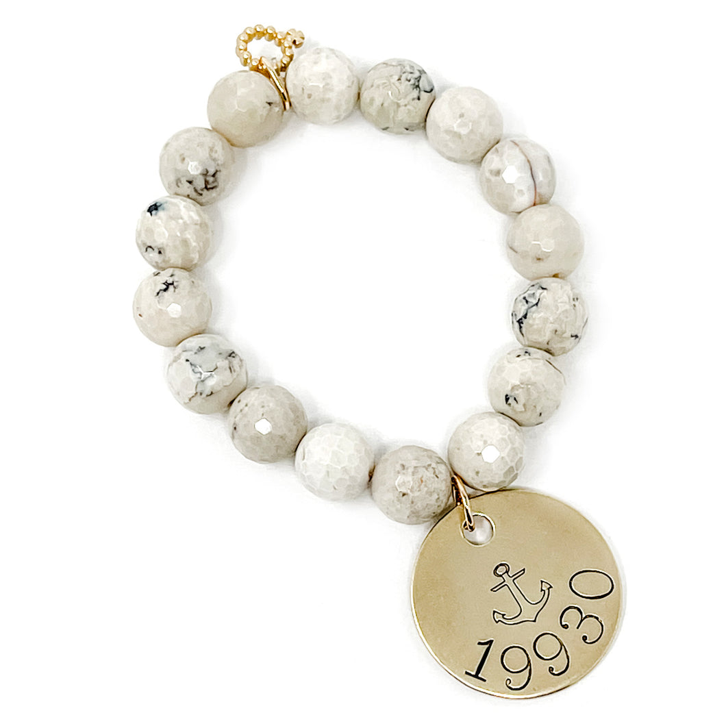 12mm Faceted Venetian Agate with Bethany