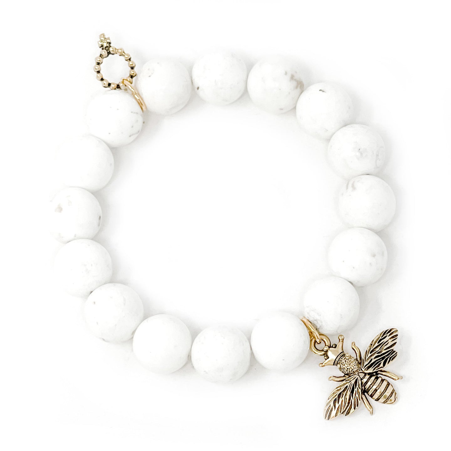 Creamy White Howlite with Gold Queen Bee