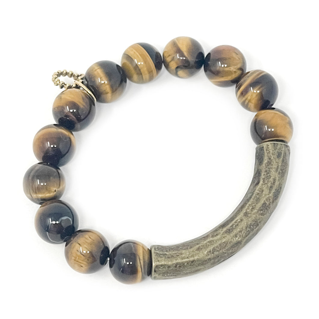 12mm Tiger Eye with Brass Bar