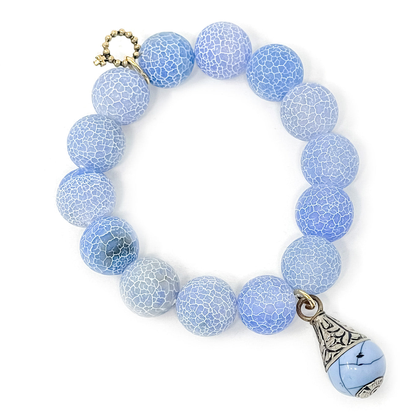 Matte Blue Lace Agate with Light Blue Nepal Droplet