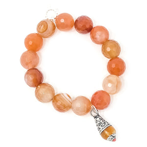 Faceted Bermuda Agate with Orange Nepal Droplet