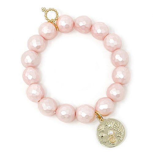 12mm Pink Mother of Pearl with Gold Sea Treasures