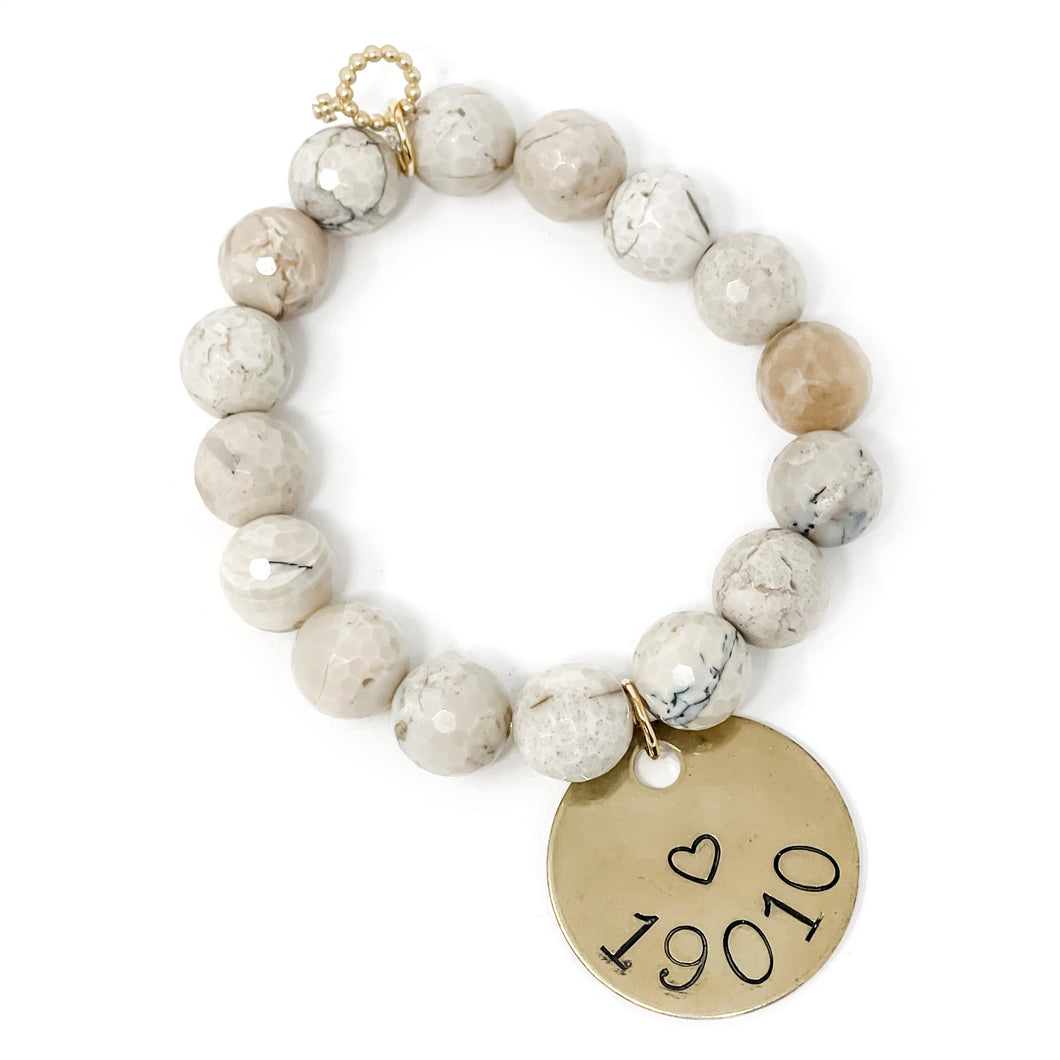 12mm Faceted Venetian Agate with Bryn Mawr Zip
