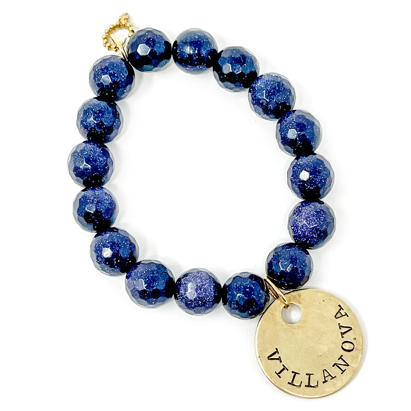12mm Faceted Navy Goldstone with Villanova