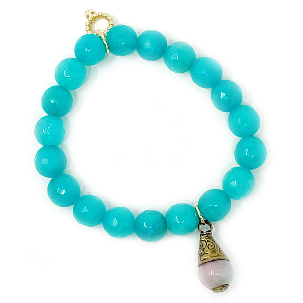 10mm Faceted Bali Agate with Light Lavender Droplet