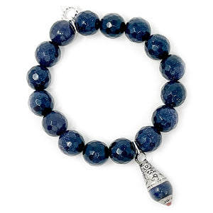 12mm Faceted Navy Goldstone with Navy Nepal Droplet