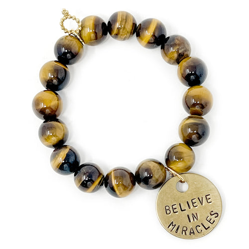 12mm Tiger Eye with Believe in Miracles