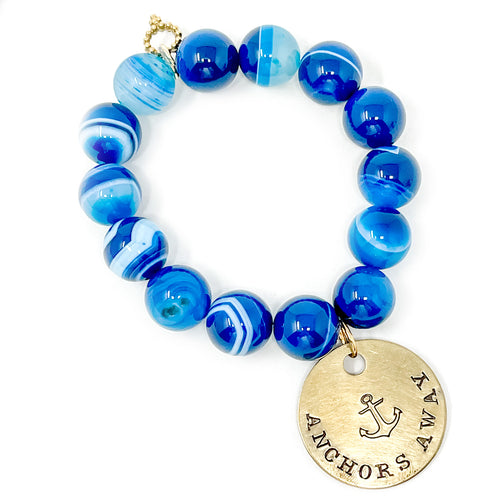 Blue Stripe Agate with Anchors Away