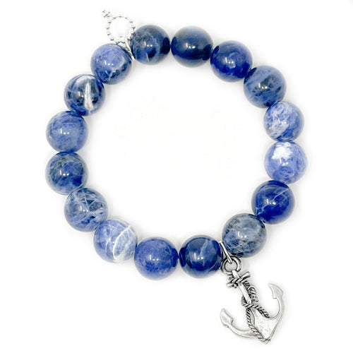 12mm Dumortierite with Silver Anchor