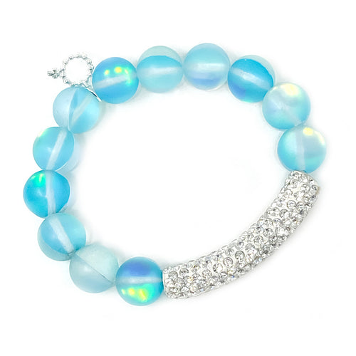 12mm Mermaid Quartz with Clear Pave Bar