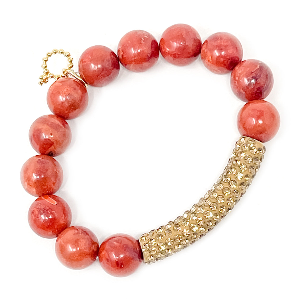 12mm Red Rock Jasper with Gold Pave Bar