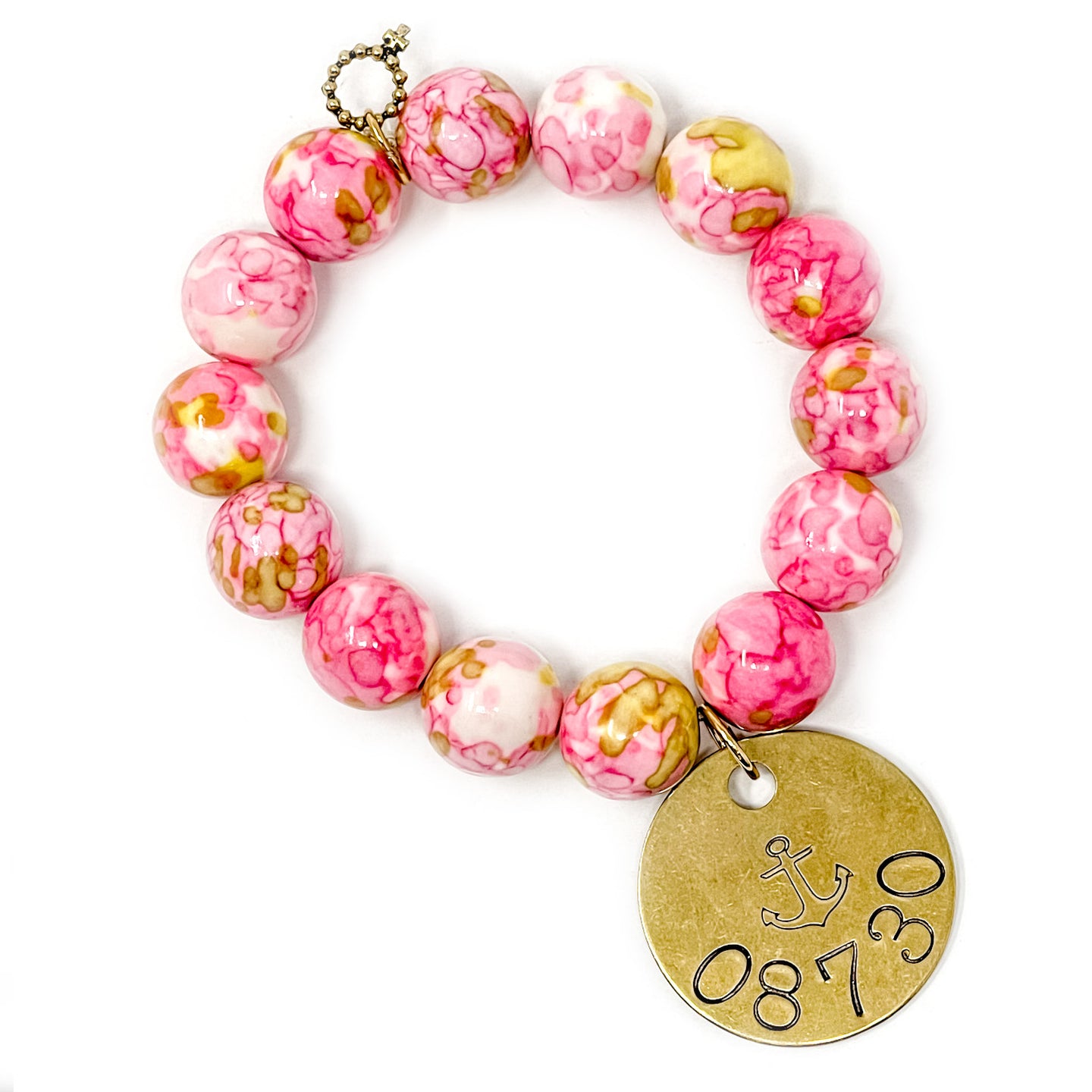 Pink and Yellow Watercolor Agate with Brielle Zip Code