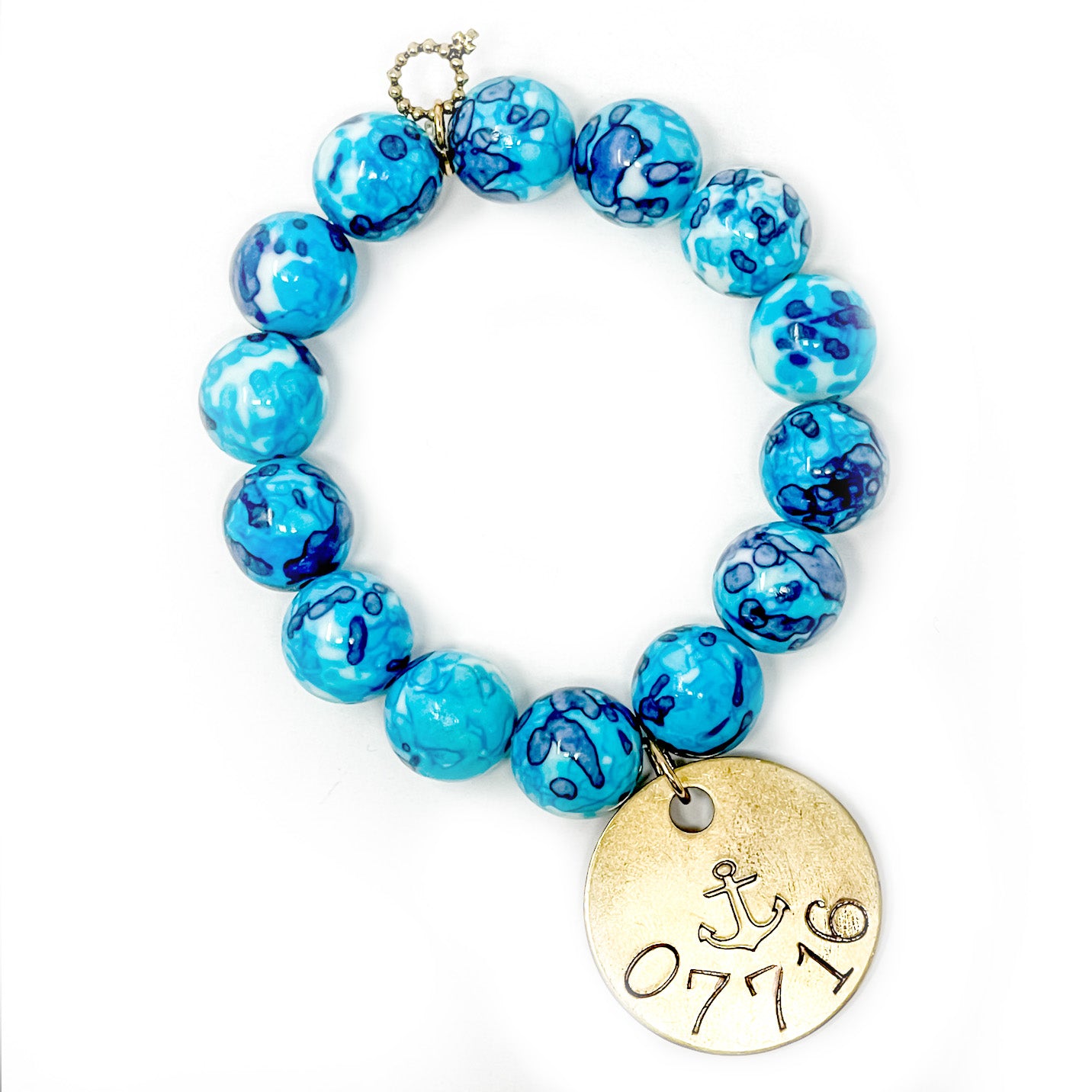 Blue Watercolor Agate with Atlantic Highlands Zip Code