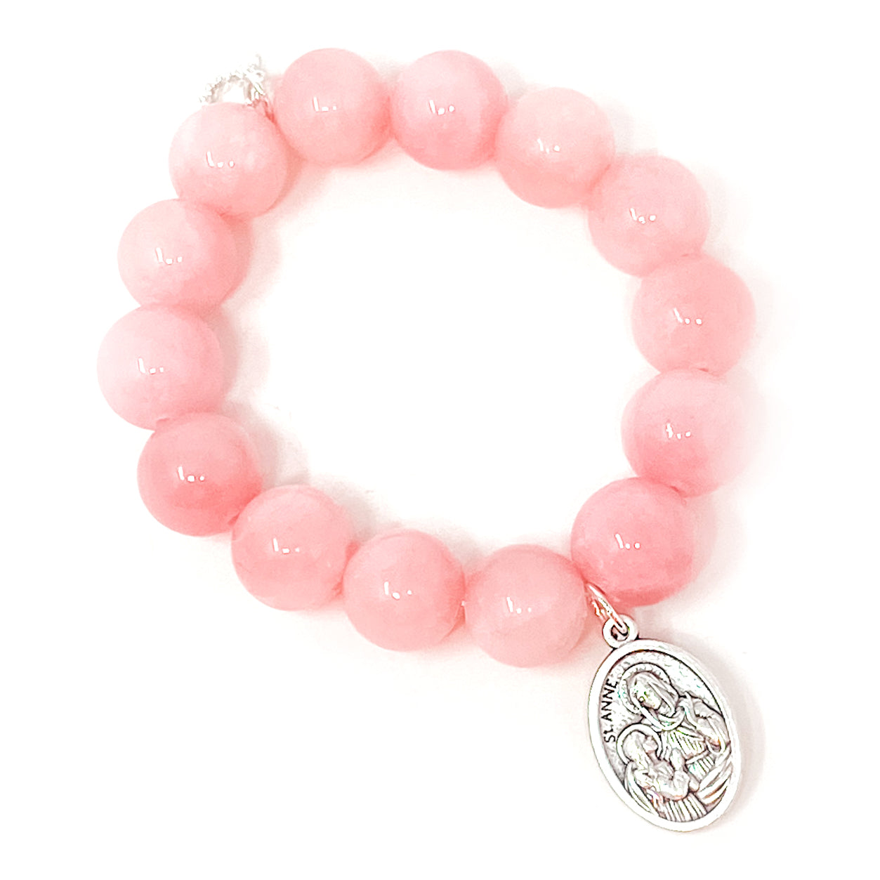 Petal Pink Jade with Saint Anne-Patron Saint of Grandmothers