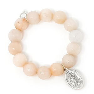 Faceted Pink Aventurine with Saint Cecilia-Patron Saint of Music