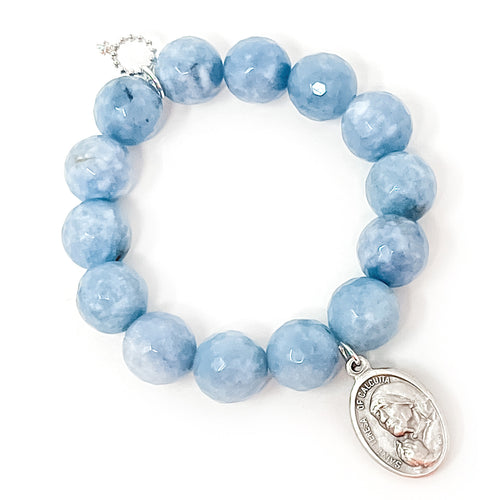 Faceted Chambray Agate with Saint Mother Teresa-Patron Saint of World Youth Day & Charity