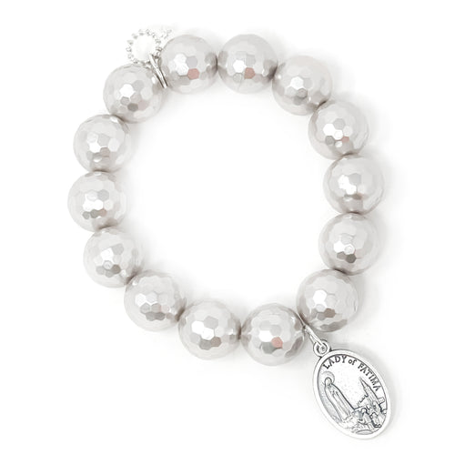 Faceted Mother of Pearl with Lady of Fatima-Patron Saint of Health & Wealth