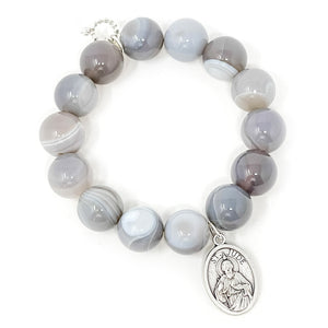 Grey Swirl Agate with Saint Jude-Patron Saint of Desperate Causes