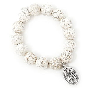 Creamy White Howlite with Saint Agnes-Patron Saint of Young Girls