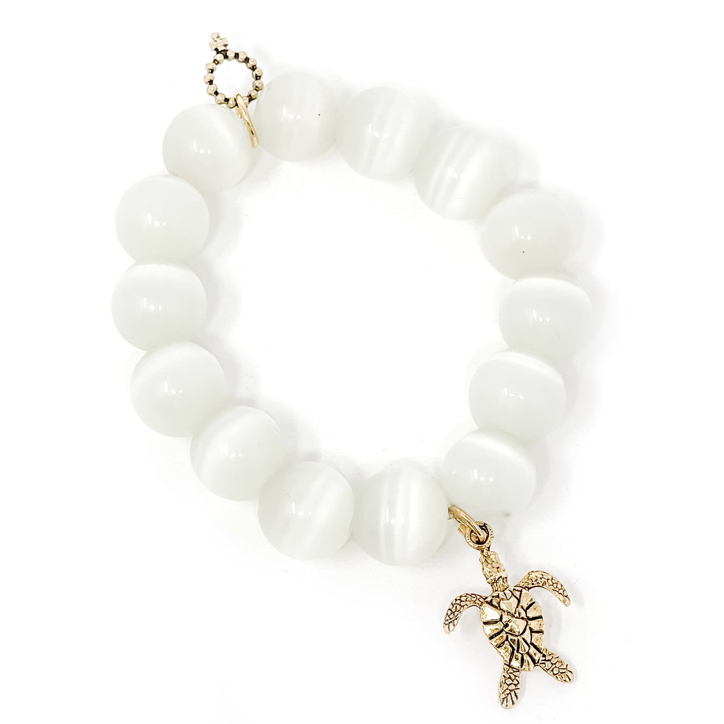 Vanilla Cream Calcite with Gold Turtle
