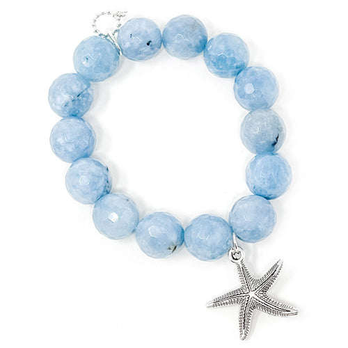 Faceted Chambray Agate with Silver Starfish