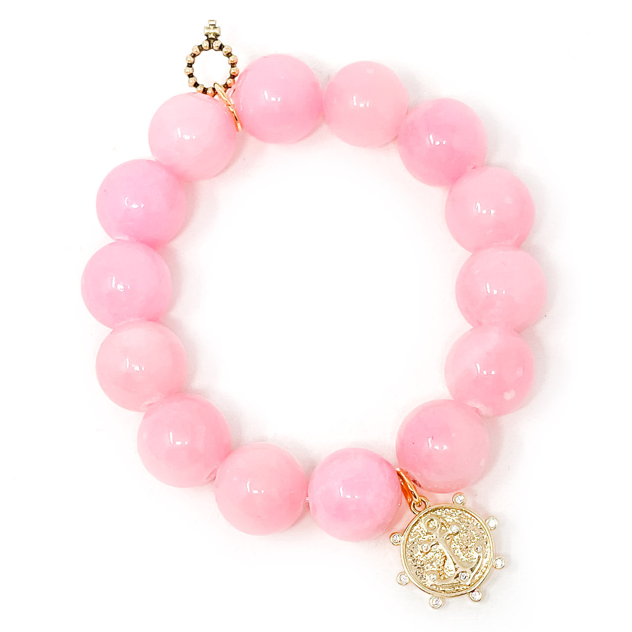 Bubblegum Pink Jade with Crystal Dotted Anchor