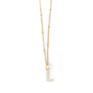 18" Non-Tarnish Beaded Chain with Pearl Initial