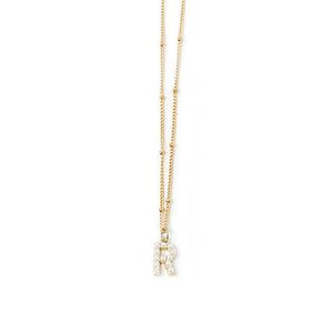 18" Non-Tarnish Beaded Chain with Pearl Initial