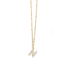 18" Non-Tarnish Beaded Chain with Pearl Initial