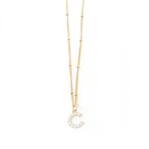 18" Non-Tarnish Beaded Chain with Pearl Initial